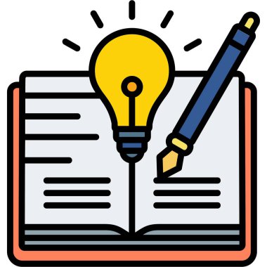 Kitap ikonu. Taslak kitap vektör rengi düz izole