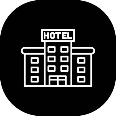 Otel binası simgesi, basit vektör illüstrasyonu
