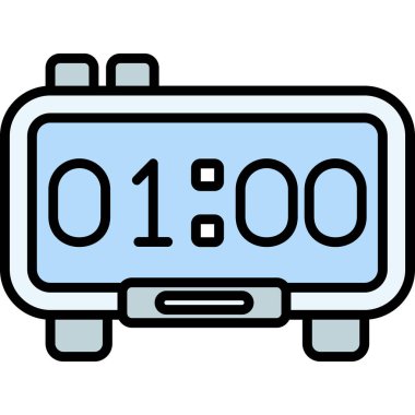 Alarm saat simgesi renk ana hatları vektörü