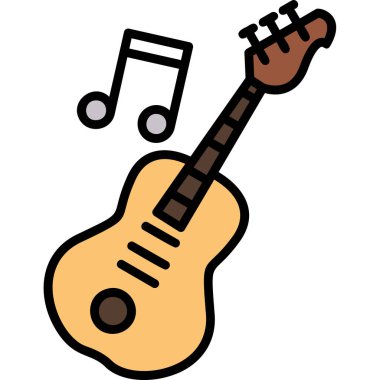 gitar müzik simgesi renk ana hatları vektörü