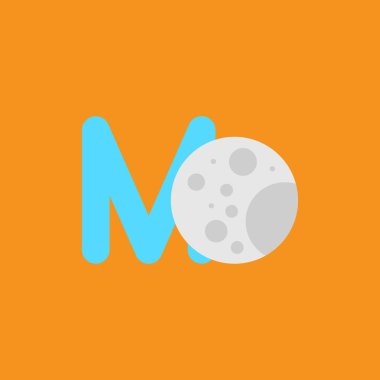 Ayın simgesi ile izole edilmiş gölge harfinin çizimi.