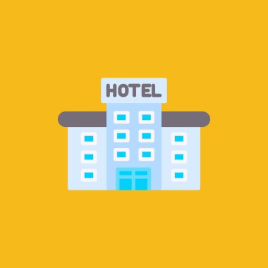 Otel binası simgesi, düz stil
