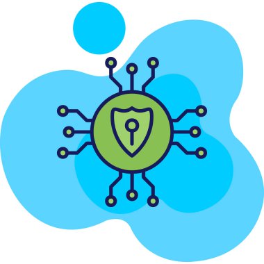 Moda tarzı izole edilmiş mavi ve gruplu kalkan simgesi