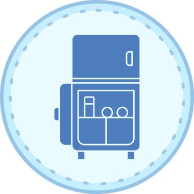 Beyaz arka planda sırt çantalı mavi bir valizin vektör çizimi