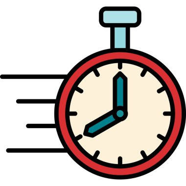 Zaman kronometre simgesi renk ana hatları vektörü