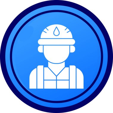 Şapkalı ve kalkanlı mavi kasklı bir adamın vektör çizimi.