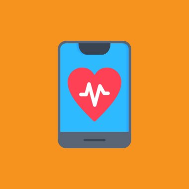 kalp atışı simgesi, vektör tasarımı olan akıllı telefon