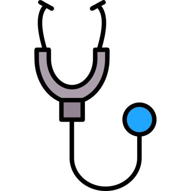 Stetoskop simgesi renk ana hatları vektörü
