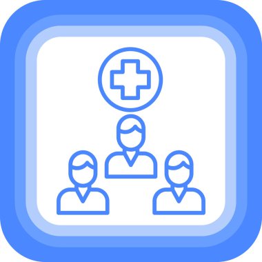 Steteskoplu mavi takım elbiseli bir adamın vektör çizimi.