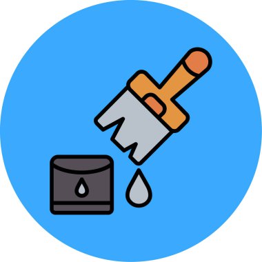 Fırça simgesi renk ana hatlı boya kovası