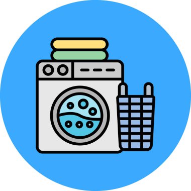 çamaşır makinesi simgesi, vektör illüstrasyonu