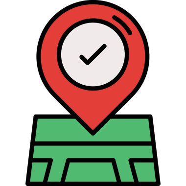 konum simgesi. Çizgi konumu pin vektör rengi düz izole