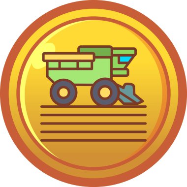 Traktör simgesi, basit vektör illüstrasyonu