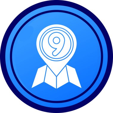 Beyaz arkaplanda izole edilmiş, modaya uygun düz biçimli 9 numaralı simge.