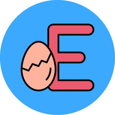 Paskalya yumurtası simgesi renk ana hatları vektörü