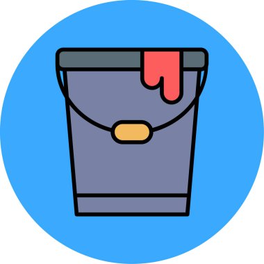 Çöp kutusu simgesi renk ana hatları vektörü