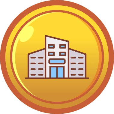 Ateş simgesi vektör illüstrasyonlu bina