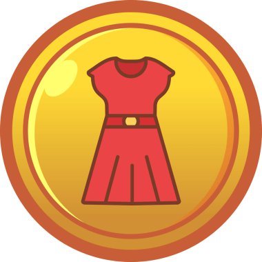 Kadın giysi ikonu, çizgi film tarzı.