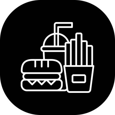 Hamburger ikonu, fast food konsepti, vektör çizimi