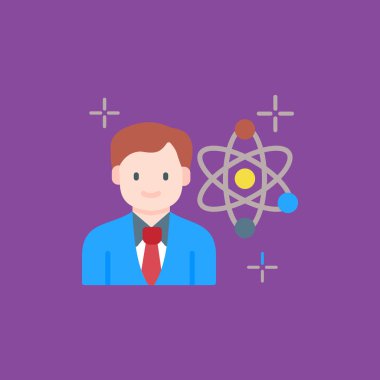 Atom vektörü illüstrasyonlu iş adamı.