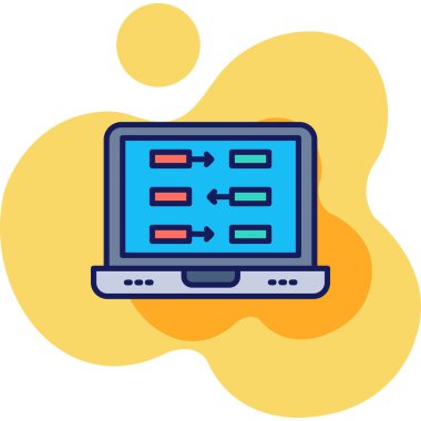 bilgisayar sunucusu simgesi. Web için bilgisayar vektör simgelerinin özet çizimi