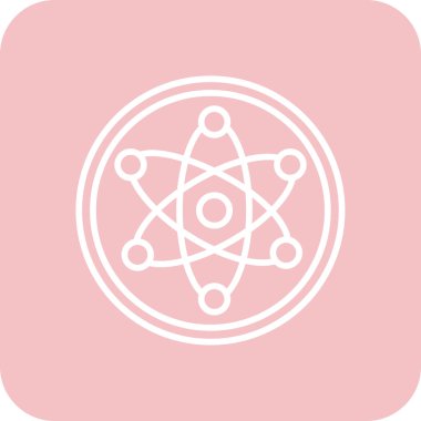 Bir çizgi sanat atomu simgesinin çizimi