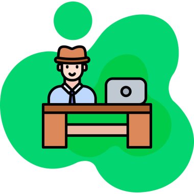 Dizüstü bilgisayarı olan bir adamın vektör çizimi