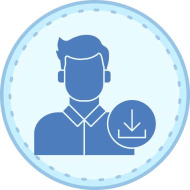 Bozuk para ikonlu bir adam. Web için bir sikke vektör simgesinin özet çizimi