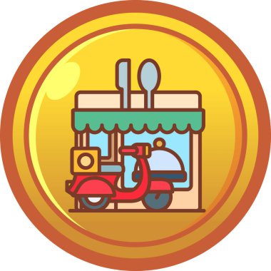 Bir bisiklet ve bir fincan kahvenin vektör çizimi