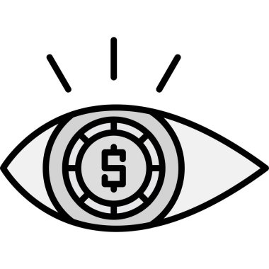 Para gözü ikonu. beyaz arkaplanda izole edilmiş web tasarımı için para göz dolar vektör simgesi