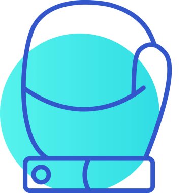 Beyaz arkaplanda mavi renkli bir çantanın vektör çizimi