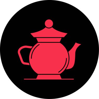 Kırmızı arkaplan ile çay demliğinin vektör çizimi