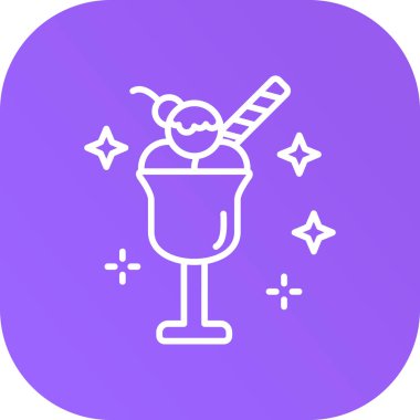 Beyaz arka planda izole edilmiş kase ikonundaki çizgi dondurma. Güzel sembol. Renkli taslak konsepti. vektör