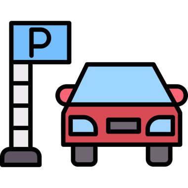 Park yeri ikonu. Otomobil park çizgisi vektör simgesi rengi izole edildi