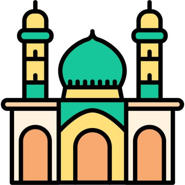 İslami cami simgesi. beyaz üzerinde izole edilmiş cami islami vektör simgesi rengi