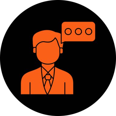 Bir adamın vektör çizimi ve bir konuşma balonu