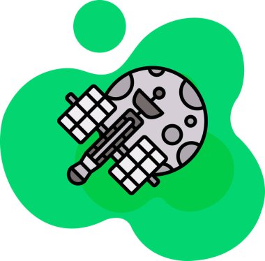 Gezegen uydu simgesi, vektör illüstrasyonu