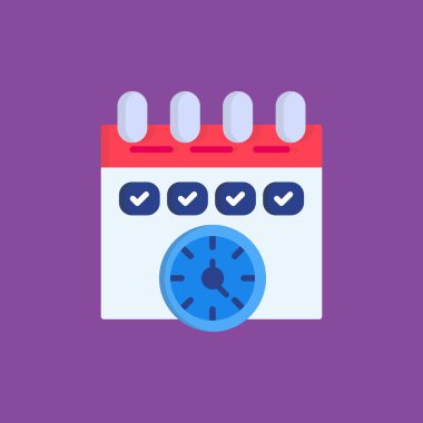 Takvim simgesi, düz tasarım biçim vektör çizimi.