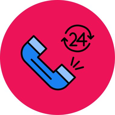 24 saat servis simgesi, vektör illüstrasyonu