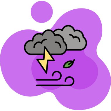 Beyaz arkaplan vektör illüstrasyonunda izole edilmiş fırtına bulutu simgesi