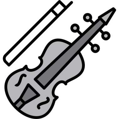 Keman enstrümanı müzik simgesi ana hat biçiminde