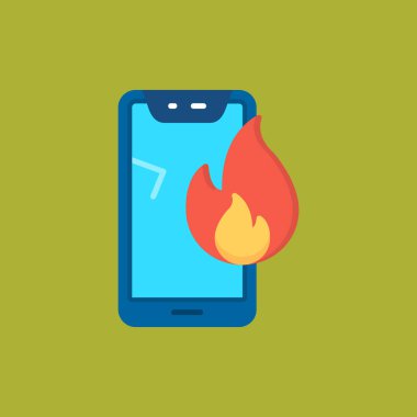 akıllı telefon düz vektör simgesini ateşle