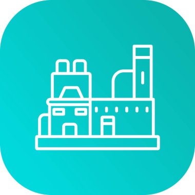 Fabrika simgesi, ana hatlı vektör çizimi, fabrika