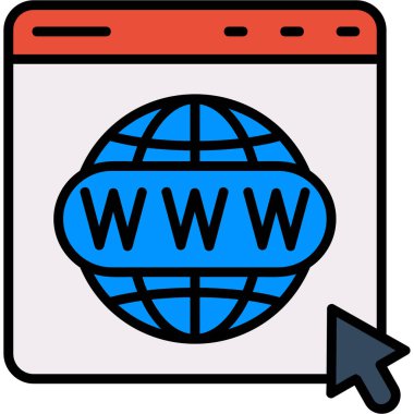 Web sayfası simgesi renk ana hatları vektörü