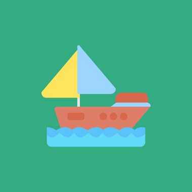 Gemi simgesi. düz biçim