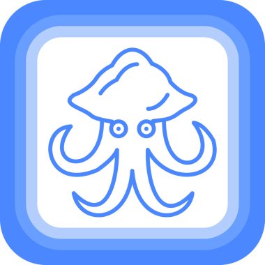 Mavi ve beyaz ahtapotun vektör çizimi