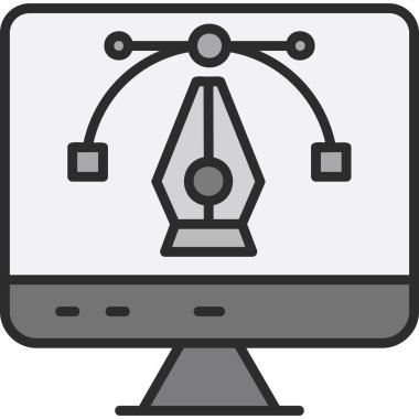 Bilgisayar monitör simgesini, basit vektör çizim