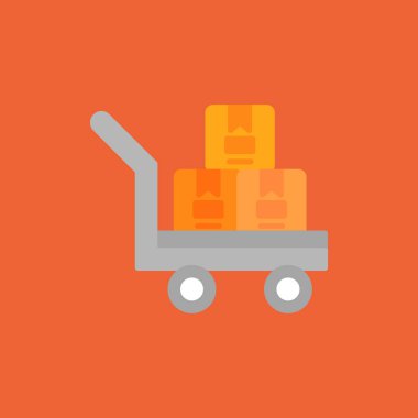 Gölge simgesi ve mobil uygulama kutuları kamyonu olan düz