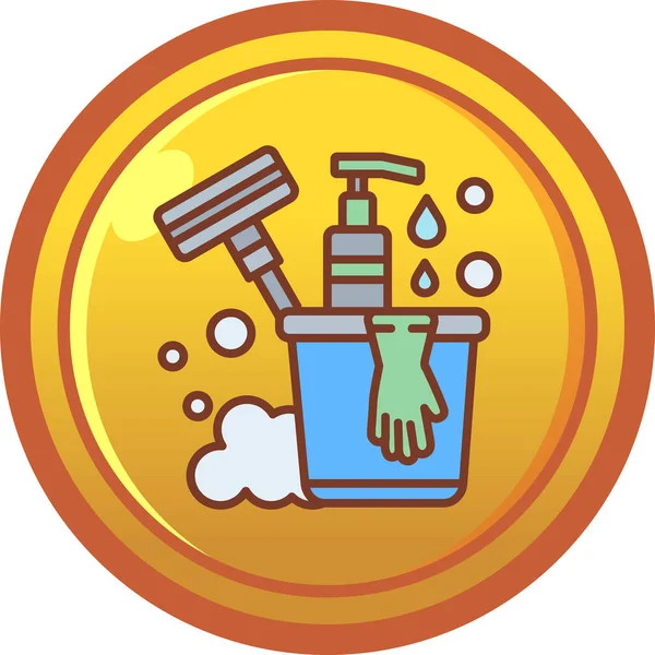 Çizgi film tarzında temizlik servis simgesi web için izole edilmiş vektör çizimi