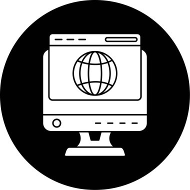 Web simgesi, vektör illüstrasyonu, bilgisayar monitörü